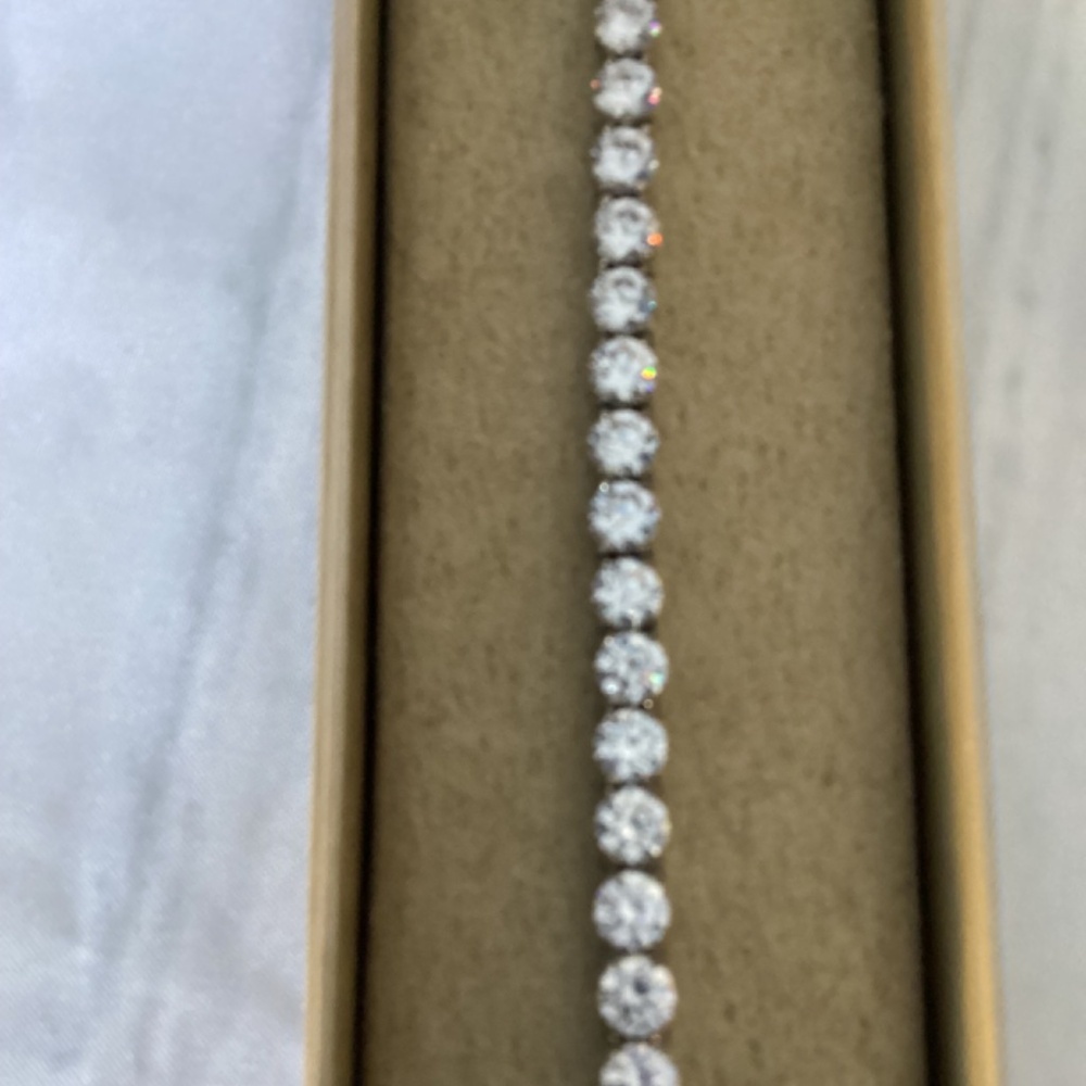 Cubic Zirconia Rhodium Over Brass Tennis Bracelet - Picture 5 of 7